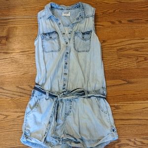 Garage denim button up romper